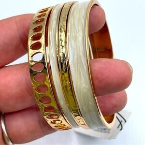 NWT Express Gold Tone Ivory Bangle 4 Piece Bracelet Set